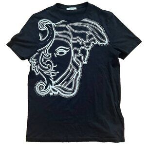 Versace Collection Medusa Head T-shirt Big Logo Black Size S Designer A000975